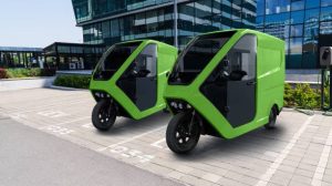 Electric tricycle scooters on a parking lot for LEV - light electric vehicles